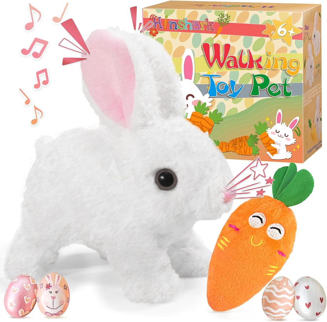 Easter Gifts for Kids, Realistic Bunny Toys, Easter Bunny Realistic Bunny Pal, Interactive Toys with Sounds Jumping and Twitching, Easter Basket Essentials Stuffers Birthday Gifts for Kids Toddlers