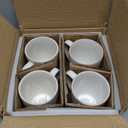 LE TAUCI Coffee Mugs 12 oz, Ceramic Mug Set Set of 4, Embossment Cups for Espresso, Latte, Tea, Cocoa, Cappuccino & Mocha, Dishwasher Oven Microwave Safe - 3.4 inch, Arctic White