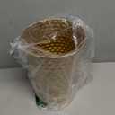 Small Metal Trash Can Wastebasket, Decorative Honeycomb Garbage Can Waste Basket, Modern Farmhouse Round Trash Bin for Bathroom, Bedroom, Kitchen and Office (Gold)