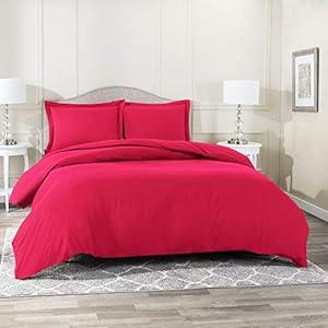 Nestl Duvet Cover 3 Piece Set – Ultra Soft Double Brushed Microfiber Hotel-Quality – Comforter Cover with Button Closure and 2 Pillow Shams, Hot Pink - Queen 90"x90"