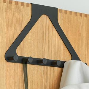 Black Door Hook Metal Material Integrated Triangle 6 Hooks for Hanging Clothes, Hats, Hangers, Wallets, Towels, Keys on The Door