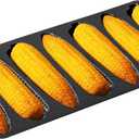 Reallnaive 1 Pc Cast Iron Corn stick Pan Corn Bread Molds with 7 Corncob Sticks Cornbread Loaf Cakes Corndog Baking Compatible with Oven, Stovetop, Grill, and Campfires