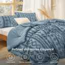 Bedsure Tufted Boho Comforter Set Queen Size - Dusty Blue Boho Bed Set, GentleSoft 3 Pieces Farmhouse-Style Embroidery Bedding, Gifts for Woman, Soft Jacquard Queen Comforter for All Seasons