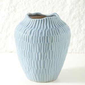 Uiddo Ceramic Vase for Home Decor, 7.8 Inch Flower Vases，Decorative Blue Vase for Pampas Grass，Modern Art Texture Vases for Home Entryway Living Room Dining Table Farmhouse Office Decor-Mat Blue