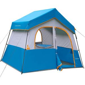 HIKERGARDEN 6-8 Person Camping Tent - Portable Family Cabin Tent for Camp, Windproof Fabric Camp Tent Outdoor for Hiking, Backpacking, Traveling (Sky Blue)
