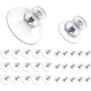 30 Packs Adhesive Suction Cups Bulk with Screws Nut 25mm/40mm Clear PVC Sucker Pads Suction Hook Holder for Window Wall Car Glass Shade Bathroom Wall Door Decor