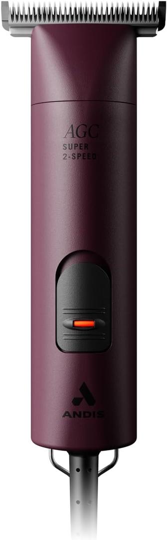 Andis 23330 Professional AGC Super 2-Speed Horse Clipper with Detachable Blade - Cool & Quiet Running Design - Includes Ultra Edge Size T-84 Blade for Complete Horse Grooming - Burgundy