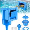 BluSwim Standard Pool Wall Skimmer for Above Ground Pools, Heavy Duty ABS Through Wall Pool Skimmers with Return Jet & Vacuum Plate, Thru-wall Skimmer Kit Compatible with All Width 6 '' Openings