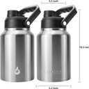 BJPKPK 64 oz Insulated Water Bottle, Dishwasher Safe Half Gallon Water Bottle with Ergonomic Handle, BPA Free Leak Proof Water Jug with Anti-slip Bottom, Stainless Steel Primary Color, 64oz, Stainless Steel