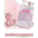 MISUD Kids Press on Nails - Kids Glue on Nails with White French Tip, Acrylic Short Design 24 pcs