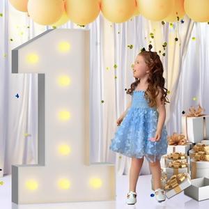 imprsv 3FT Marquee Numbers, Light Up Numbers for 1st 21st Birthday Decorations, Light Up Sign 1 for Wedding Anniversary Party Decor, Pre-Cut Foam Board Kit