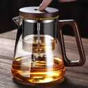 Heat - Resistant Glass Teapot Set with 6 Cups, Press - Type Removable Tea Infuser for Easy Brew & Separation, 800ML/27oz
