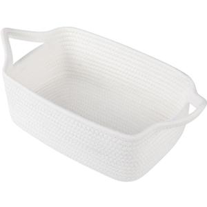 OIAHOMY 7L Woven Basket with Gift Bags and Ribbons, Gift Basket Empty for Baby Showers Birthday, Nursery Bin with Handles for Baby Room Living Room, Pet Toy Bins for Toy Organizer - White (Small: 11.81L*7.87W*4.72H)
