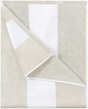 HENBAY Cotton Oversized Beach Towel - Large 70 x 35 Inch Pool Towel, Chiffon Striped Quick Dry Swimming Cabana Towel