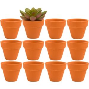 Mini Terracotta Clay Flower Pots 2 inch with Drainage Holes for for Tiny Cactus Herb lithop,Small Succulent Planter Nursery Plant Pot for Home Garden Table DIY Hand Craft Gift Decoration-12 Pack