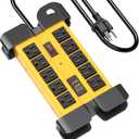 10 Outlet Heavy Duty Power Strip with USB C, Fast Charging, 1200 Joules, 15amp Industrial Metal Power Strip, 6FT Extension Cord for Garden, Kitchen, Office