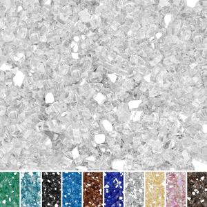 Skyflame 10-Pound Fire Glass for Fireplace Fire Pit and Landscaping, Platinum Reflective, 1/4-Inch
