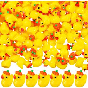 150 Pcs Fall Mini Resin Ducks Pumpkin Ducks Halloween Tiny Resin Animals Miniature Figurine for Fall Themed Party Halloween Festival Favors Home Ornament (Pumpkin)