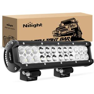 Nilight - NI06A-72W 12Inch 72W Spot Flood Combo Led Light Bar Off Road Lights Boat Lights Fog Light Driving Lights LED Work Light for Trucks,  White