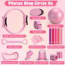 Pilates Equipment Kit for Home Workouts - 18pcs Set- 14'' Pilates Ring and Ball Set for Women, Pilates/Yoga Accessories Kit with Wrist Weights, Resistance Bands, Core Sliders, Yoga Strap