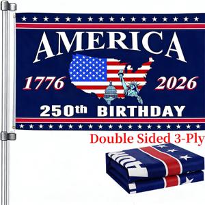 250 Anniversary USA Flag - 3x5 Ft Double Sided 3 Layers Patriotic Flags - 4th of July Decorations Independence Day American 250th Anniversary Flag 1776-2026 for Indoor Outdoor Decoration