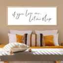 YWJKWLGS If You Love Me Let Me Sleep Wall Art, 32x12 Inch Natural Wood Framed Funny Bedroom Sign, Minimalist Quote Poster for Master Bedroom Above Bed Decor