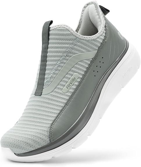 FitVille Men's Extra Wide Slip on Walking Shoes with Arch Support Men Slip on Sneakers for Foot Pain Relief-Stepease V2, US 13 