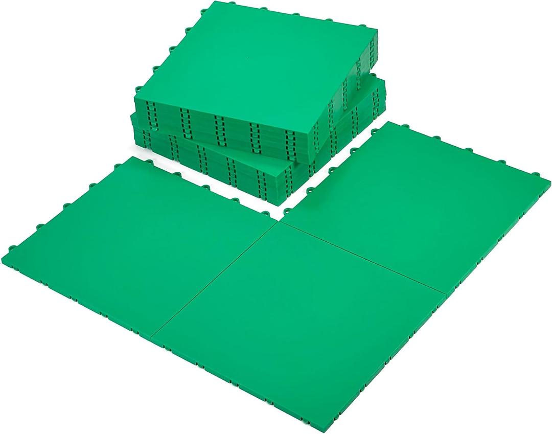 InOut Flooring 8 Green Tiles - High Durability Colored Flooring - Interlocking Versatile Training Surface - Indoor&Outdoor, Dance Floor, Basketball, Multi Sports