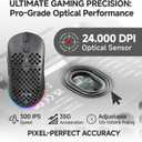 TMKB Wireless Gaming Mouse, 24000DPI Optical Sensor, 180Hrs Battery, Lightweight, 6 Programmable Buttons, RGB Strip, 2.4G/BT5.2/USB-C Wired for PC/Mac/Laptop - Matte Black