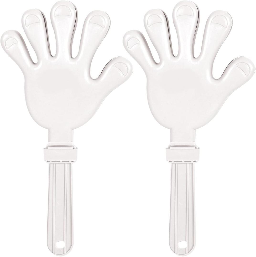 Beistle White Giant Hand Clappers 2 Count Plastic Stadium Noise Makers for Sports Games Pep Rallies Graduations Parades Tailgates Fan Spirit Cheering Accessories and Party Celebrations, 15 x 7.5