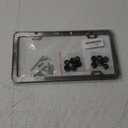 Black with Chrome Finish License Plate Frame - Stainless Steel Metal Frame with Screw Caps, 2 Pack (Chrome Black(Mirror Finish))