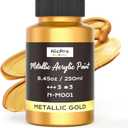 Nicpro Metallic Gold Acrylic Paint, 8.45oz/250ml Large Gold Leaf Paint, Non Toxic, Non Fading Craft Paints for Metal, Wood, Clay, Fabric, Canvas, Furniture, Handcrafts, Art Supplies