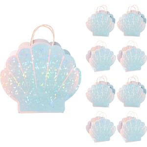 Cheerland Mermaid Party Favor Bag Seashell Gift Bags for Shell Mermaid Birthday Decorations and Under the Sea Aquatic Nautical Theme Party Summer Ocean Beach Picnic Goodie Treat Supplies Pack of 8