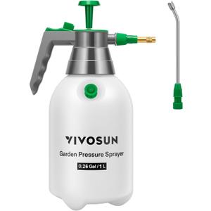 VIVOSUN Handheld Garden Sprayer, 1L Pump Sprayer, 34oz Water Spray Bottle with Safety Valve, Adjustable Nozzle, Extended Spray Rod & Additional Seals, Ideal for Watering, Fertilizing, Cleaning