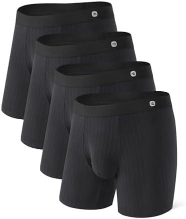 DAVID ARCHY Men's Underwear Boxer Briefs Breathable Ultra Soft Stretch Knit Texture Modal Underwear for Men 4 Pack M