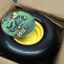 13x6.50-6 Lawn Mower Tires Flat Free Tire and Wheel with Rim, Solid Smooth Rubber for Zero-Turn Mowers, 5.5"-7.72"Centered Hub and 3/4" extra 5/8" 1/2" Bushings (Yellow)