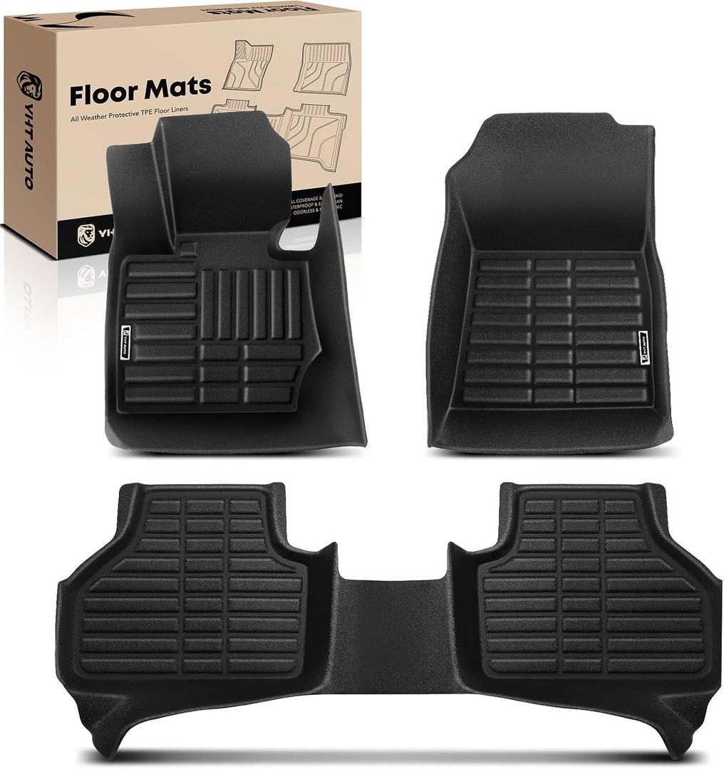 YHTAUTO Floor Mats Fit BMW X3 F25 2011-2017, X4 F26 Accessories 2015-2018, TPE Floor Liners All-Weather Protection Custom Fit, 1st & 2nd Row, Set of 3 Black