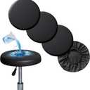 Shukii Stool Covers Round 4 Pack Bar Watedrproof PU Slipcover with Elastic Cushion Seat for Chair, Black