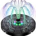 Yzert Solar Fountain for Bird Bath Colorful Lights Automatic Cycle 3.5W Solar Water Fountain Outdoor Garden 2200mAh Battery