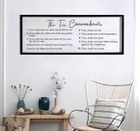 YWMZYKJGS The 10 Commandments Bible Verse Wall Art Decor 40"×15" Christian Ten commandments God Jesus Prayer Religious Saying Sign Rustic Inspirational Catholic Scripture Wood Framed Hanging (Black)