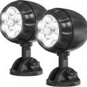 Led Motion Sensor Light Battery Operated, IP65 Waterproof Ultra Bright Motion Sensor Outdoor Spotlight Head Adjustable with 8W 600 Lumen 6000K 6LEDs for Garage Yard Porch Patio 2Packs