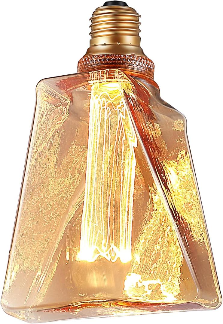 Meonum Ice Style Shaped Decorative LED Bulb, E26 Medium Base, Dimmable 3.5W 2200K Soft Warm Amber, Virtual Filament Acrylic Inner Pillar (1 Pack)