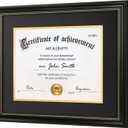 11x14 Diploma Frame with Mat or Display 15x18 Certificate without Mat, High Definition Tempered Glass, Acid-free Black Matt, Black with Gold Beads, Degree Frame for Graduation, 1 Pack, 15x18 Frame Matted for 11x14