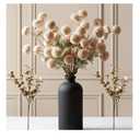 Beige Fake Flowers Silk 10 Mum Stems Eucalyptus Arrangement, Faux Flowers For Vase, Artificial Mums, Mini Floral Long Stem, Tan Nude Cream Neutral Floral, Chrysanthemum Pom Pom Floral Arrangement