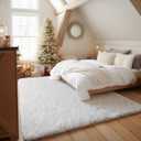 Ophanie Upgraded White Rugs for Bedroom Fluffy, Shaggy Bedside Floor Dorm Area Rug, 3x5 Feet Soft Fuzzy Non-Slip Indoor Room Carpet for Kids Boys Girls Teen Home Decor Aesthetic, Nursery