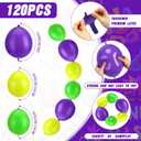 120 Pcs Mardi Gras Link Balloons Float Decor Bead Garland, 12 Inch and 6 Inch Latex Link Balloon Purple Yellow Green Linking Linkable for Mardi Gras Party Decoration Supplies