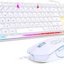 Gaming Keyboard and Mouse Combo, K1 RGB LED Backlit Keyboard with 104 Key for PC/Laptop(White)
