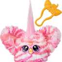 Furby Furblets Bub-Lee Mini Friend, 45+ Sounds & Music, Speaks Only Furbish, Electronic Plush Toys, Pink & White, Easter Basket Stuffers, Ages 6+