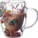 NBHUZEHUA Double Wall Glass Coffee Mugs Clear Cups for Cappuccino Tea Espresso Latte Hot Beverages Glasses Birthday Gifts for Women Her