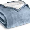 Bare Home Sherpa Fleece Blanket - Twin/Twin Extra Long - Blanket for Bed, Sofa, and Couch - Warm & Lightweight - Fluffy & Soft - Reversible (Twin/Twin XL, Dusty Blue)